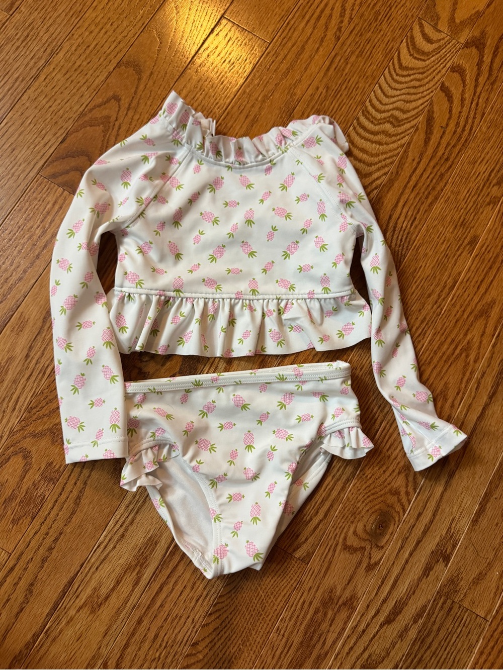 Toddler Pineapple Print Long-Sleeve Rash Guard Bikini - Pink